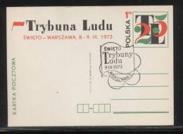 POLAND 1973 TRYBUNA LUDU NEWSPAPER FESTIVAL COMMERATIVE CARD PRESS MEDIA - Lettres & Documents