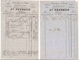 Facture/Mercerie En  Gros/Joseph POUPAULT/DREUX/1876 Et 1877      FACT30 - Sport & Tourismus