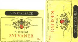 2 Etiquettes Neuves De Vin FRANCE / Alsace Sylvaner / Riesling - Riesling