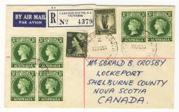 Australia 1955, Registered Cover From Carlton South To Nova Scotia (Canada), Nice Cancels On The Backside! - Briefe U. Dokumente