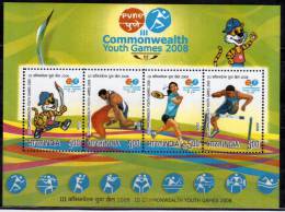 India Miniature MNH 2008, Commonwealth Games, Sport, Wrestling, Hurdle, Tennis, Boxing, Shooting, Swimming, Boxing, - Nuevos