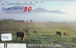 Télécarte JAPON * VACHE (428) FRONTBAR * COW * KOE * BULL * TAUREAU * KUH * PHONECARD JAPAN * TK * VACA * TAURUS - Mucche