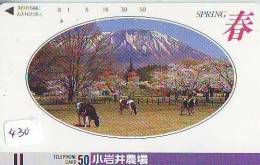 Télécarte JAPON * VACHE (430) FRONTBAR * COW * KOE * BULL * TAUREAU * KUH * PHONECARD JAPAN * TK * VACA * TAURUS - Cows