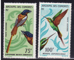 COMORES - 1967 - POSTE AERIENNE - YVERT N°20/21 ** MNH - COTE = 30 EUR - OISEAUX - Poste Aérienne