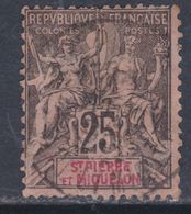 Saint Pierre Et Miquelon N° 66 O, Type Groupe 25 C. Noir Sur Rose, Oblitération  Légère  Sinon TB - Usati