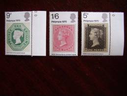 GB 1970 PHILYMPIA 70 Stamp Exhibition Issue 18th.September  MNH Full Set Three Stamps To 1s6d.. - Unused Stamps