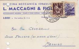 LODI  /  Cartolina Pubblicitaria  " L. MACCAGNI & Figli _ Officina Meccanica Idraulica " _  Viaggiata - Lodi