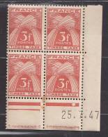 = Taxe 3f Rouge Brun  Timbre Taxe  Coin Daté 25.7.47 N° T83 - Segnatasse