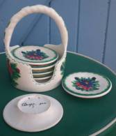 Panier Miniature Et Ses 6 Assiettes En Faience Ou Porcelaine - Signé - Other & Unclassified