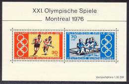 SUMMER OLYPICS MONTREAL - Germany 1976 - Souvenir Sheet Mi. Bl. 12 ** MNH - Hockey, Rowing - Verano 1976: Montréal