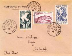 Lettre Avec Cachet Conférence De Paris 16 8 1946 - Tijdelijke Stempels