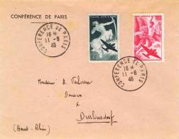 Lettre Avec Cachet Conférence De Paris 16 8 1946 - Tijdelijke Stempels