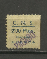 1775-SPAIN CIVIL WAR ESPAÑA GUERRA CIVIL 1939 FALANGE ESPAÑOLA HUESCA 2 PTS LEAN.ATENCION LEYENDA 2 Pts DISPONGO DE OTRO - Emissions Républicaines