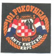 CROATIA ARMY - HVO * 101.REGIMENT ´´ANTE KNEZEVIC - KRPE´´  WAR 1991-1995 * EXTREMELY RARE SLEEVE PATCH !!! - Escudos En Tela