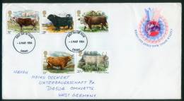 Großbritannien  1984  Britische Rinderrassen  (1 FDC  Kpl. )  Mi: 979-83 (5,50 EUR) - 1981-1990 Em. Décimales