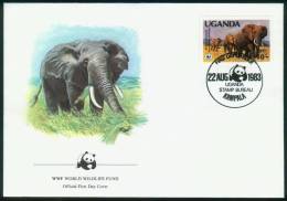 Uganda  1983  WWF - Afrik. Elefant  (4 FDC  Kpl. )  Mi: 361-64 (15,00 EUR) - Uganda (1962-...)