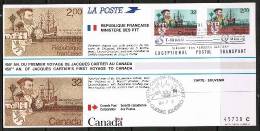 CANADA  Scott # 1011 And FRANCE #1923  On 450th Anniversary Combination Cover Of Jaques Cartier OS-48 - Postal History