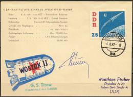 Space. GDR 1961. Visit Cosmonaut German Titov. Michel 867 On Posted Cover. Signed By German Titov. - Europe