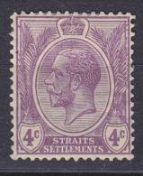 ## Straits Settlements 1913 Mi. 140    4 C König King George V., MH* - Straits Settlements