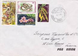 MARCOPHILIE, CONGO, Lettre Affr.t Composé, Cachet 1981 POINTE NOIRE, Serpent Fleur Chasse   /2329 - Andere & Zonder Classificatie