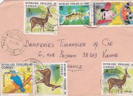 MARCOPHILIE, CONGO, Lettre Affr.t Composé, Cachet 1980 POINTE NOIRE, Antilope Poisson Oiseau /2335 - Andere & Zonder Classificatie