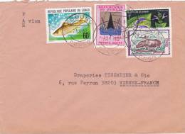 MARCOPHILIE, CONGO, Lettre Affr.t Composé, Cachet 1980 KOMONO, Poisson Fleur Hippopotame  /2349 - Andere & Zonder Classificatie