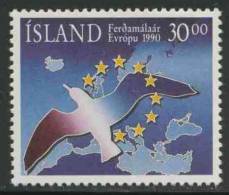 Iceland Island 1990 Mi 730 ** Map Of Europe, Bird + Stars – European Tourisme Year - Neufs