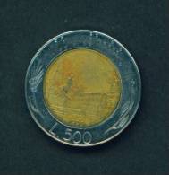 ITALY  -  1991  500 Lira  Circulated As Scan - 500 Liras
