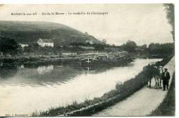 618    Mareuil Sur AY    Peniche Sur La Marne Tirée Par 2 Chevaux - Mareuil-sur-Ay