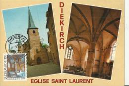 LUXEMBOURG 1983 - FD MAXIMUM CARD  DIEKIRCH - SAINT LAURENT CHURCH  W 1 ST OF 7 FR.SEP 7   REKA26- WITH RUBBER STAMP ON - Maximum Cards