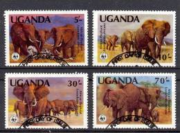 MR004s,g WWF FAUNA OLIFANTEN DIKHUIDEN ZOOGDIEREN ELEPHANTS MAMMALS ELEFANTEN UGANDA 1983 Gebr/used - Oblitérés