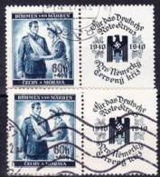 Boheme Et Moravie 1940 Mi 53 Zf+ Platenfehler (Yv 39) Avec Vignette + Varieté, Obliteré - Used Stamps