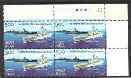 INDIA, 2005, Builders Navy, INS Delhi, Kora, Udaygiri, Block Of 4 With Traffic Lights, MNH, (**) - Neufs