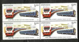 INDIA, 2005, 50 Years Of Integral Coach Factory,(Perumbur Chennai), Block Of 4, MNH, (**) - Neufs