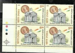 INDIA, 2005, Golden Jubilee Of Independence Of Pondicherry , Block Of 4 With Traffic Lights, MNH, (**) - Neufs