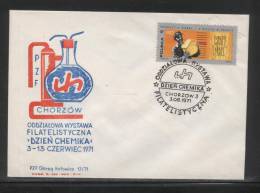 POLAND 1971 CHEMISTS DAY PHILATELIC EXPO COMM COVER CHEMICAL BEAKER SCIENCE - Chimie