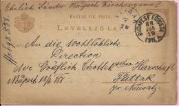 LEVELEZO-LAP - GROF CHOTEK REZSO, Budapest - Futtak, 1888., Hungary, Carte Postale - Lettres & Documents