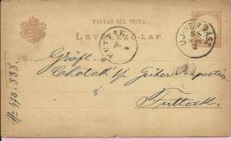 LEVELEZO-LAP, Uj Verbasz - Futtak, 1888., Hungary, Carte Postale - Storia Postale