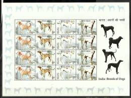 INDIA, 2005, Breeds Of Dogs, Set 4 V, Full Sheetlet Of 4 Sets.  Dog, Animal,  MNH,(**) - Ungebraucht