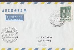 ## Sweden Airmail Aerogram SWEDISH AMERICAN LINE Posted On Board M.S. KUNGSHOLM World Cruise 1960 Cover Brief - Covers & Documents