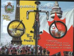 San Marino 2003 Foglietto 100 Del Tour De France E Campionati Del Mondo Di Ciclismo In Canada** MNH - Unused Stamps