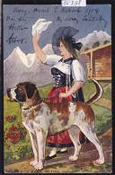 Costumes Suisses : Appenzellerin Mit Tracht Und Hund ; Gez. E. Osswald (10´398) - Appenzell