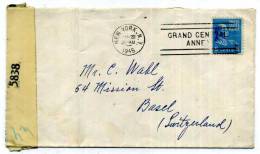 LETTRE ETATS UNIS  / USA  /  POUR LA SUISSE  BALE  / 1945 / CENSURE - Marcophilie