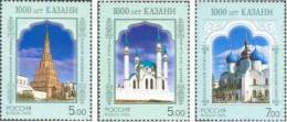 Russia 2005 Kazan 1000th Years Tower Kul Sharif Mosques Cathedrals Church Architecture Religions Stamps MNH Sc 6891-6893 - Moschee E Sinagoghe