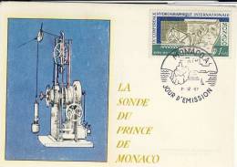 CARTE MAXIMUM  1967 MONACO SONDE DU PRINCE # CONFERENCE HYDROGRAPHIQUE # MESURE PROFONDEURS MER - Cartas Máxima