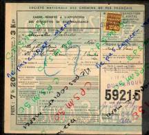 Colis Postaux Bulletin Expédition 7.20fr 3kg Timbre 2.40fr N° 59215 (cachet Gare SNCF NORD DUNKERQUE) - Briefe U. Dokumente