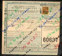 Colis Postaux Bulletin Expédition 7.20fr 3kg Timbre 2.40fr N° 60637 (cachet Gare SNCF ROUEN GAUCHE ETAT) - Briefe U. Dokumente