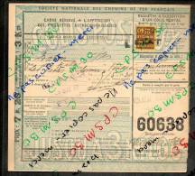 Colis Postaux Bulletin Expédition 7.20fr 3kg Timbre 2.40fr N° 60638 (cachet Gare SNCF ROUEN GAUCHE ETAT) - Briefe U. Dokumente