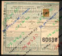 Colis Postaux Bulletin Expédition 7.20fr 3kg Timbre 2.40fr N° 60639 (cachet Gare SNCF ROUEN GAUCHE ETAT) - Briefe U. Dokumente