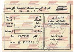 Ticket De Chemin De Fer - S.N.C.F.T. - Supplément Trains Luxe Bizerte-Tunis (24-01-1988) - [Tunisie- SNCFT] - Monde